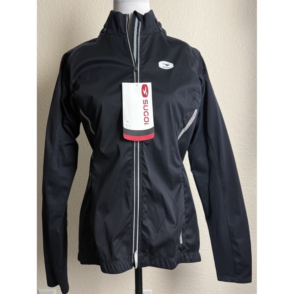 Sugoi RS 120 Convertible Cycling Jacket Womens XL Black Reflective Zip Up New